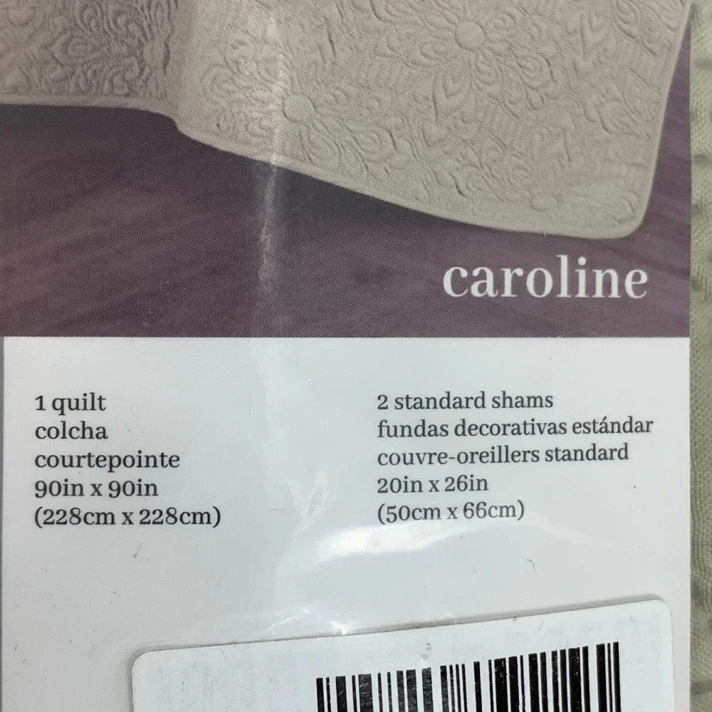 VCNY Home Full Queen Quilt Set Taupe 3 Piece Polyester Bedding‎